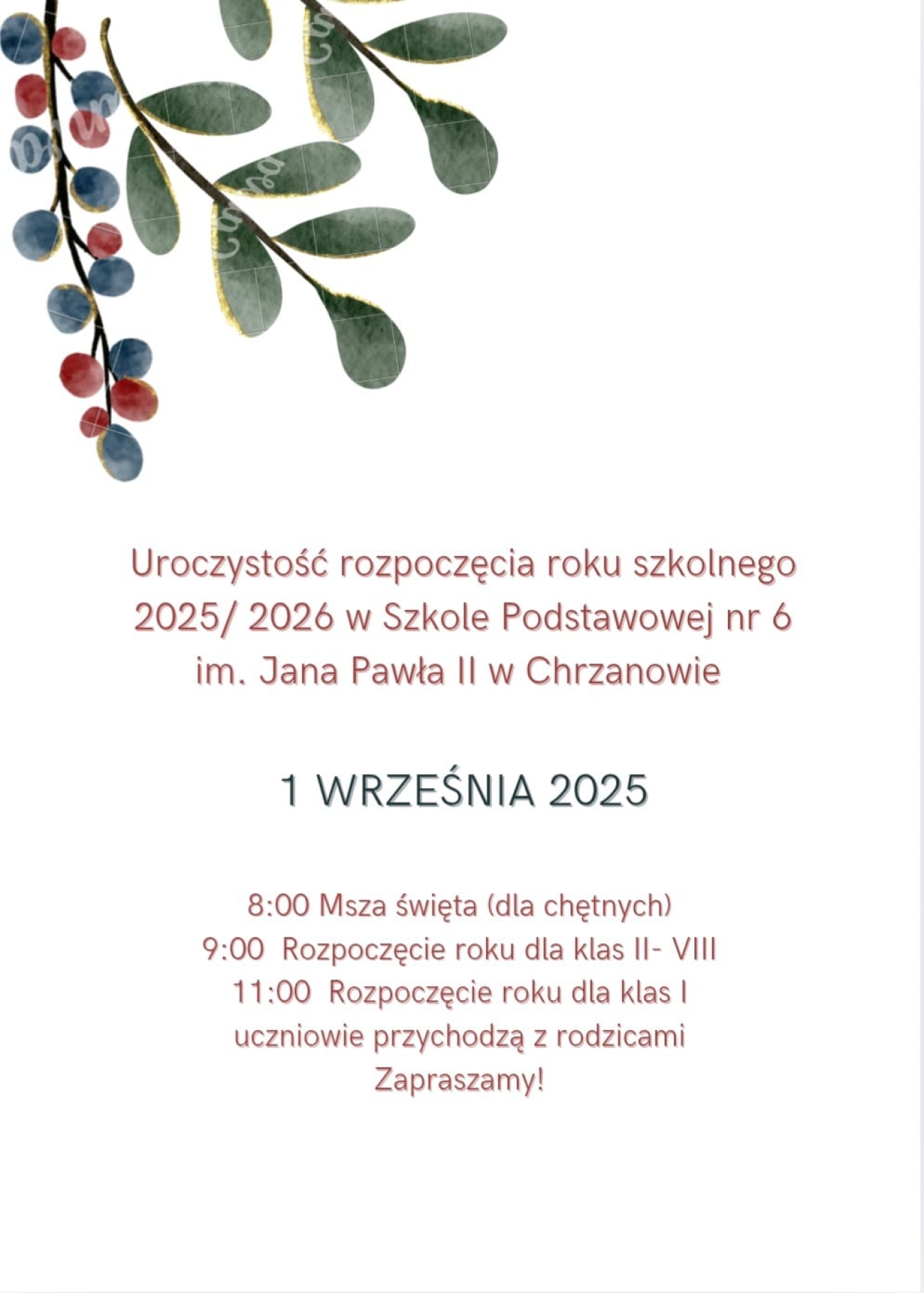 Rozpoczęcie roku szkolnego 2025/ 2026