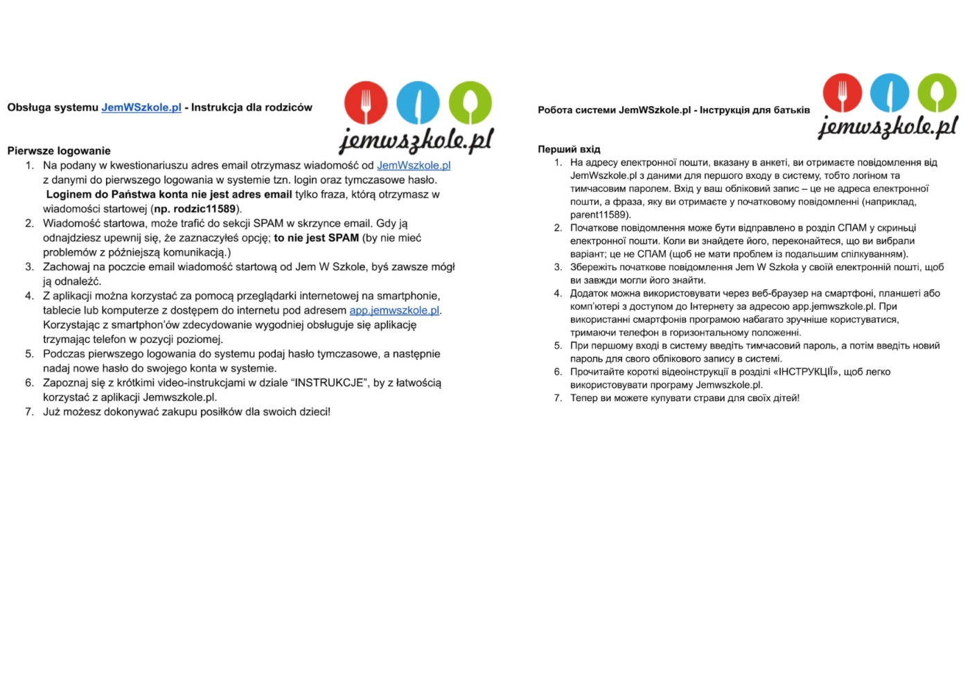 WAŻNE INFORMACJE - OBIADY!!!